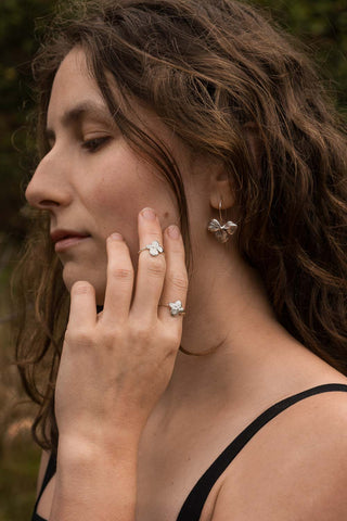 Oxidized silver Hydrangea flower earrings