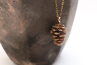 Alder Cone Necklace Bronze and Gold Filled 14k
