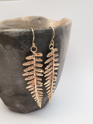Large Fern Leaves Bronze and Gold Filled 14k