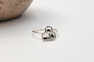 Honeycomb silver ring