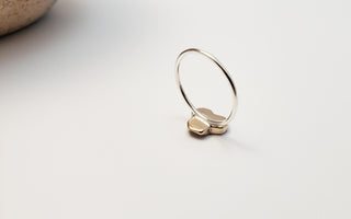 Honeycomb ring in bronze and silver