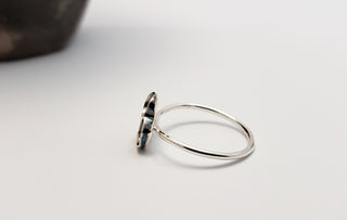 Honeycomb Ring in Oxidized Silver
