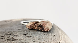 Maple key ring in silver and bronze