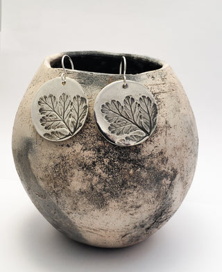 Camomile leaf silver earrings