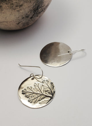 Camomile leaf silver earrings