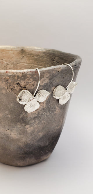 Hydrangea Silver Flower Earrings