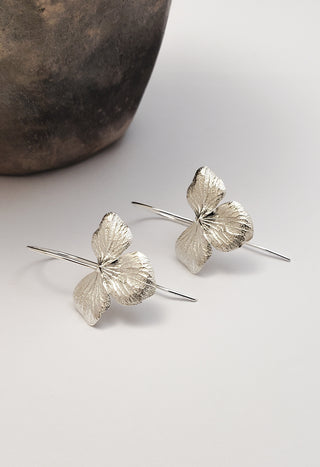 Hydrangea Silver Flower Earrings