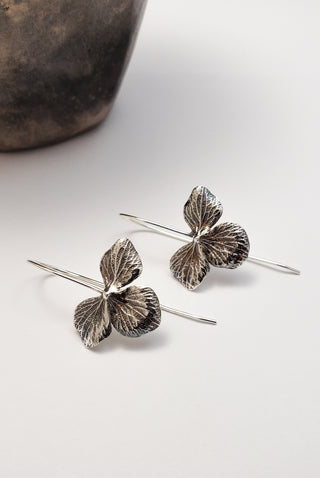 Oxidized silver Hydrangea flower earrings