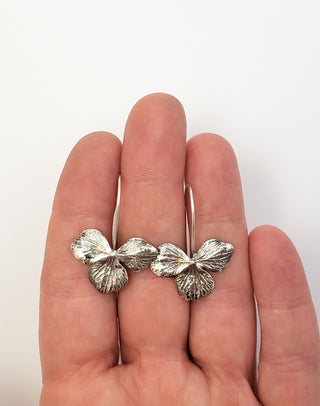 Oxidized silver Hydrangea flower earrings