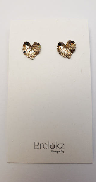 Boucles d'oreilles Feuille de Lierre en bronze