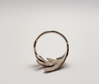 Cedar branch ring in bronze