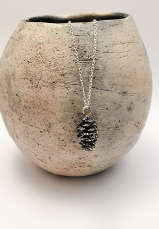 Oxidized Silver Alder Cone Necklace