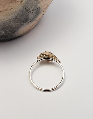 Elm leaf ring in bronze and silver