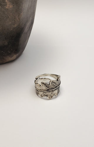 Oxidized silver Fern leaf ring