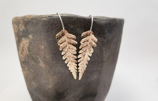 Fern leaf earrings in bronze
