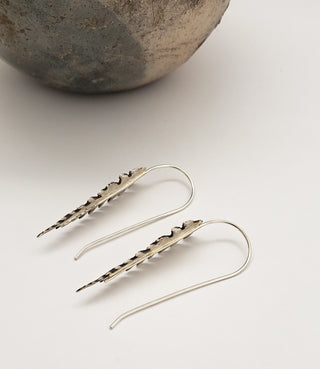 Fern leaf earrings in oxidized silver