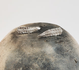 Fern Leaf silver stud earrings