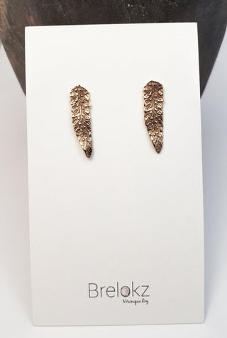 Bronze Fern Leaf Stud Earrings
