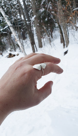Silver Ginkgo leaf ring