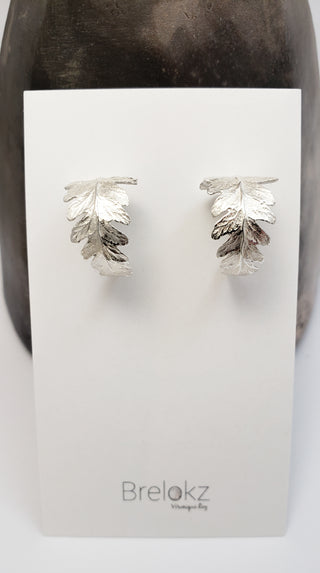 Silver Fern Leaf Hoop earrings
