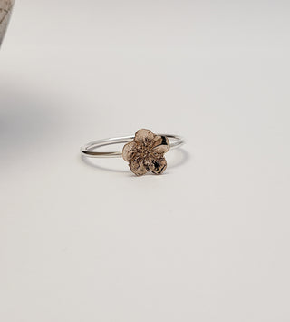 Flower of Forget-me-not ring in bronze and silver