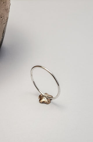 Flower of Forget-me-not ring in bronze and silver