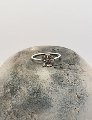 Forget-Me-Not Flower Ring in Oxidized Silver