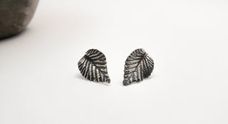 Elm Leaf earrings in oxidized silver