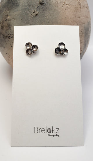 Honeycomb Oxidized Silver earrings