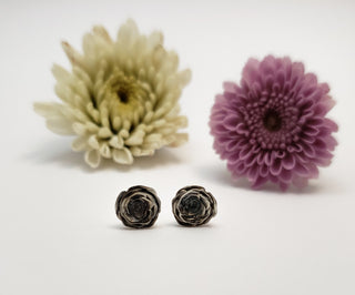 Silver rosette earrings