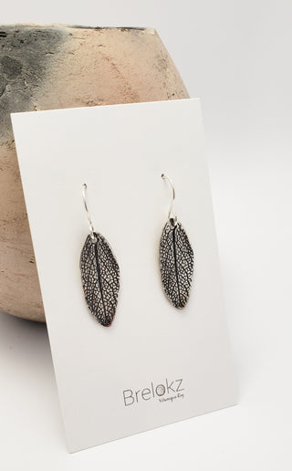 Sage Leaves earrings in oxidized silver