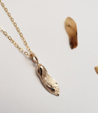 Maple key necklace in bronze and Gold Filled 14k