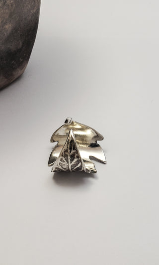 Tomato Leaf ring in Oxidized silver